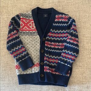 Red and Blue Fair Isle Gap Sweater